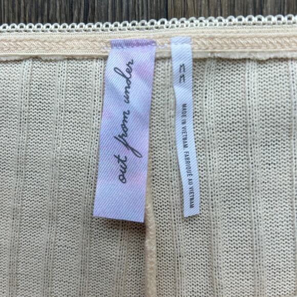 Urban Outfitters Out From Under Cream Fuzzy Knit Flare Stretch Pants Size Medium - Picture 6 of 8